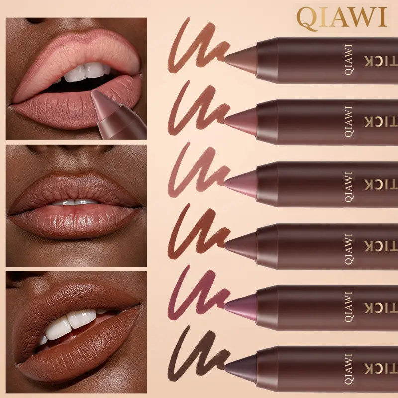 QIAWI® 6-Piece Matte Brown Lipstick Set – Waterproof, Long-Wear & Less Transfer