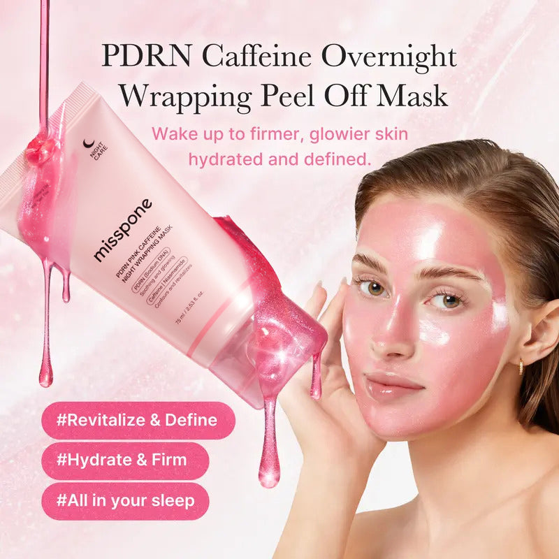 🔥BUY 1 GET 1 FREE🔥 PDRN Pink Caffeine Overnight Peel-Off Glow Face Mask✨★☆★