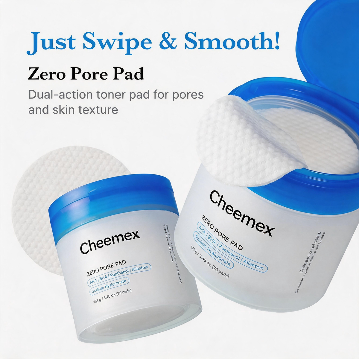 Cheemex® AHA + BHA Pore Refining Pads – Clear Pores, Smooth Texture & Control Excess Oil