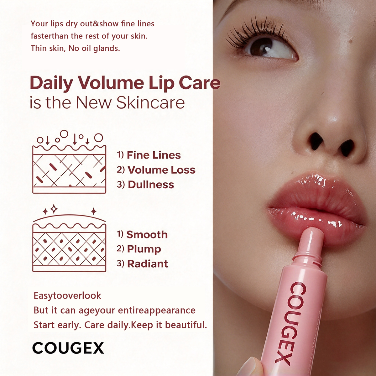 Cougex® 5-Peptide Collagen Lip Treatment – Plump, Smooth & Hydrate for Juicy Glossy Lips