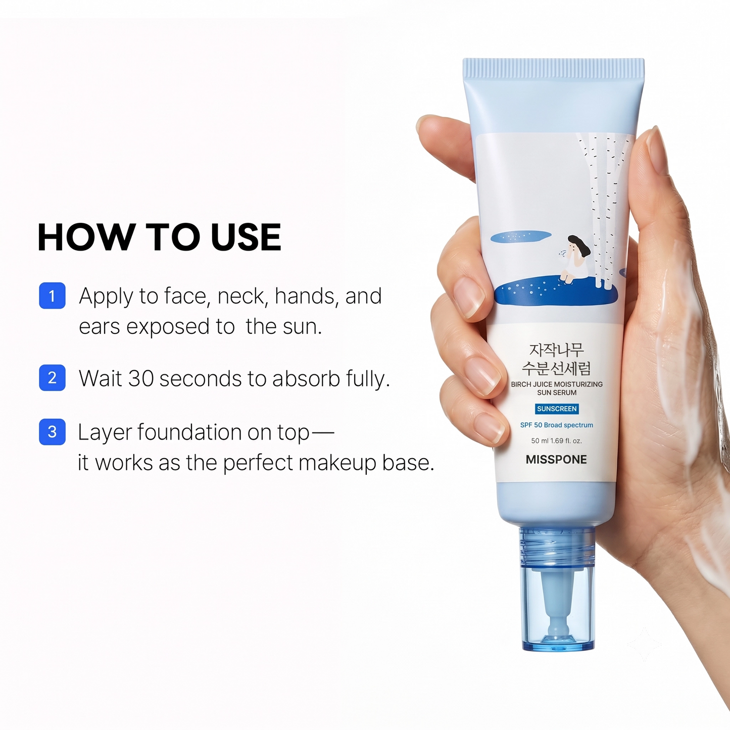 Misspone Birch Juice Moisturizing Sun Serum SPF 50
