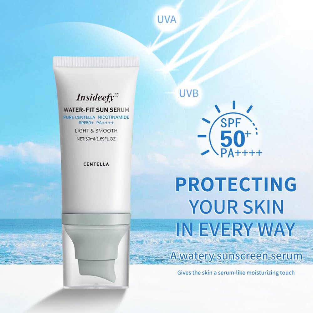 Insideefy Water-Fit Sun Serum SPF50+ — Lightweight Daily Sunscreen for Hydrated, Comfortable Skin