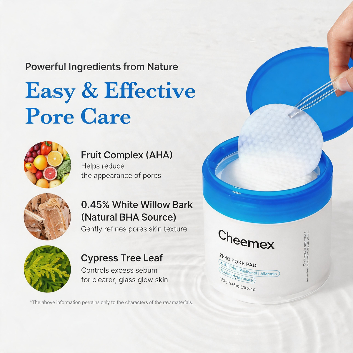 Cheemex® AHA + BHA Pore Refining Pads – Clear Pores, Smooth Texture & Control Excess Oil