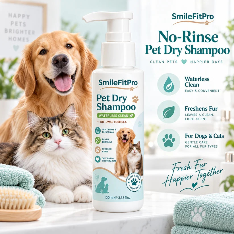 SmileFitPro® Rinse-Free Pet Shampoo Mousse – Waterless Clean, Deodorize & Freshen Dogs & Cats