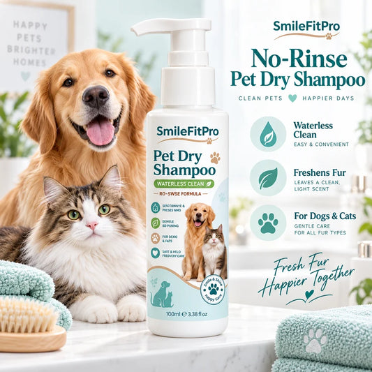 SmileFitPro® Rinse-Free Pet Shampoo Mousse – Waterless Clean, Deodorize & Freshen Dogs & Cats