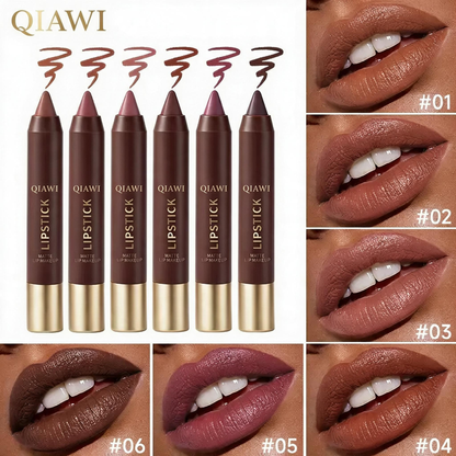 QIAWI® 6-Piece Matte Brown Lipstick Set – Waterproof, Long-Wear & Less Transfer