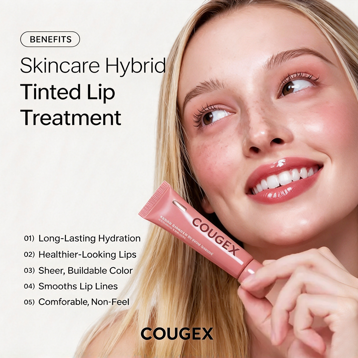 Cougex® 5-Peptide Collagen Lip Treatment – Plump, Smooth & Hydrate for Juicy Glossy Lips