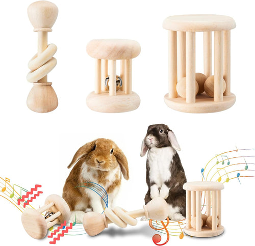 Wooden Bunny Toys,Safe Rabbit Toys for Guinea Pigs,Small Animals