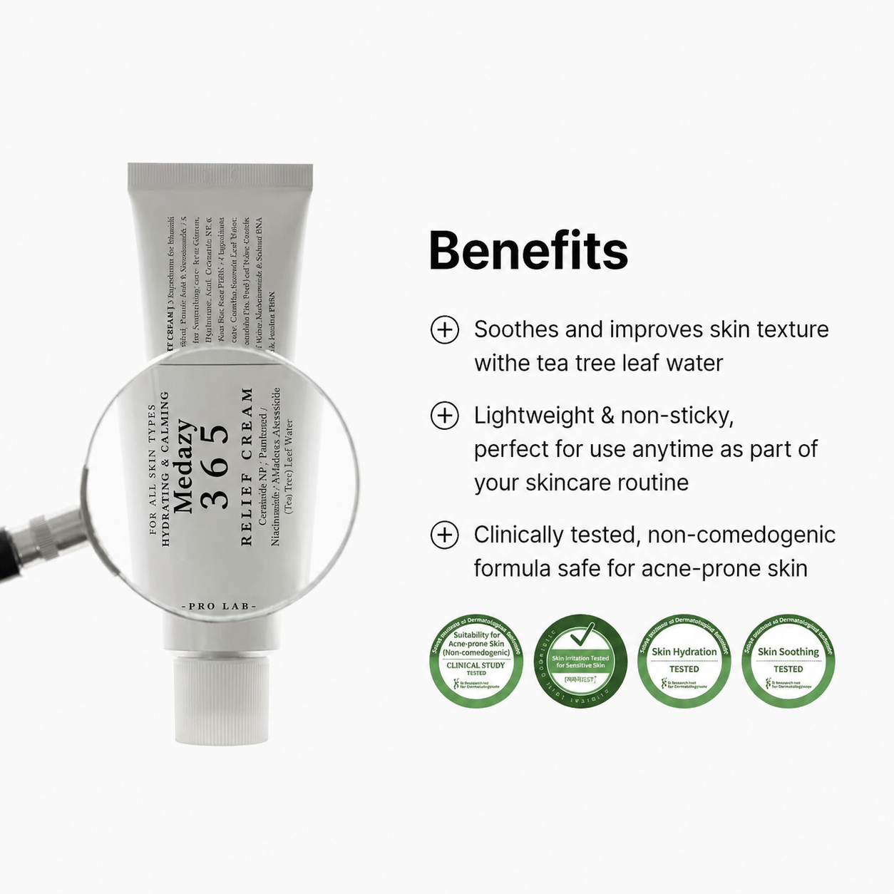 Medazy 365 Relief Cream - Daily Face Moisturizer, Blemish Relief Care, Soothing Recovery, Vegan Korean Skincare
