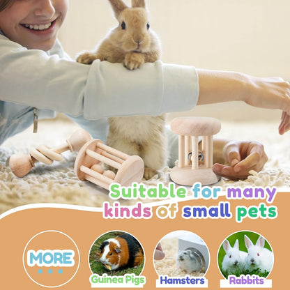 Wooden Bunny Toys,Safe Rabbit Toys for Guinea Pigs,Small Animals
