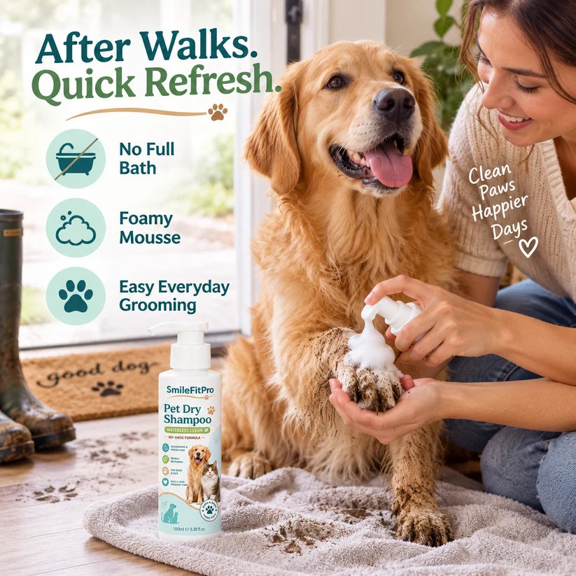 SmileFitPro® Rinse-Free Pet Shampoo Mousse – Waterless Clean, Deodorize & Freshen Dogs & Cats
