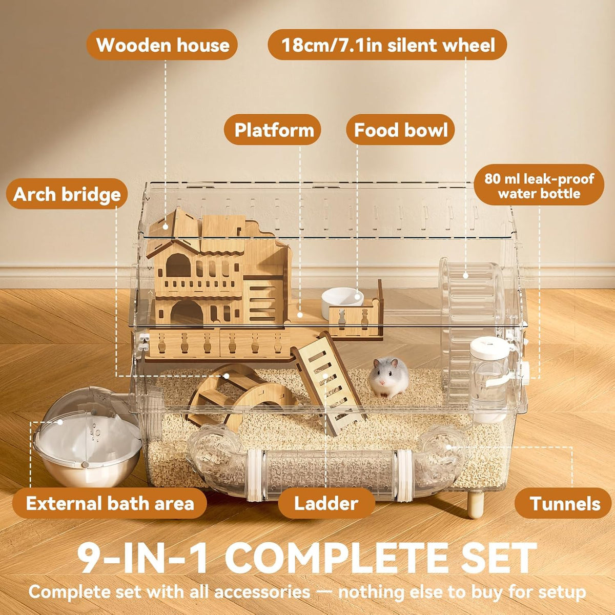 9 in 1 Acrylic Hamster Cage
