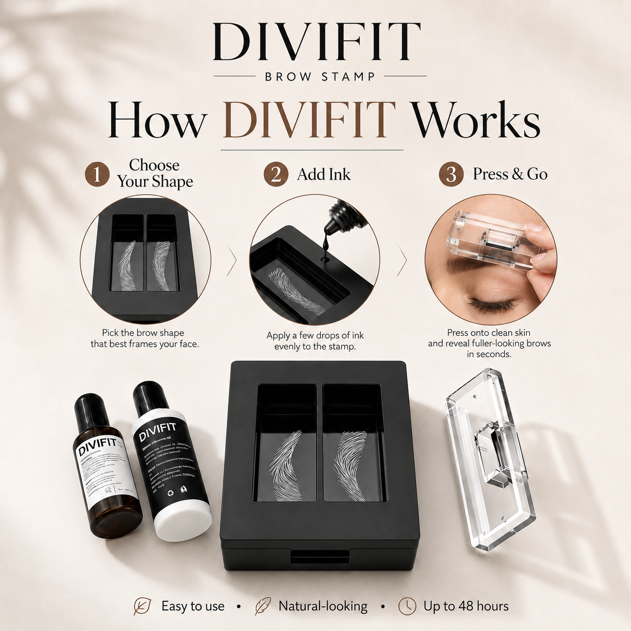 DIVIFIT Instant Eyebrow Shaping Kit – Natural-Looking Brows in One Press