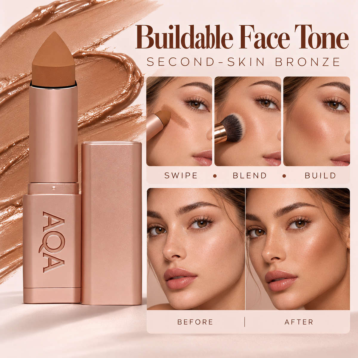 AQA® No Limits Cream Bronzer Stick – Blend, Sculpt & Glow with a Natural Second-Skin Finish