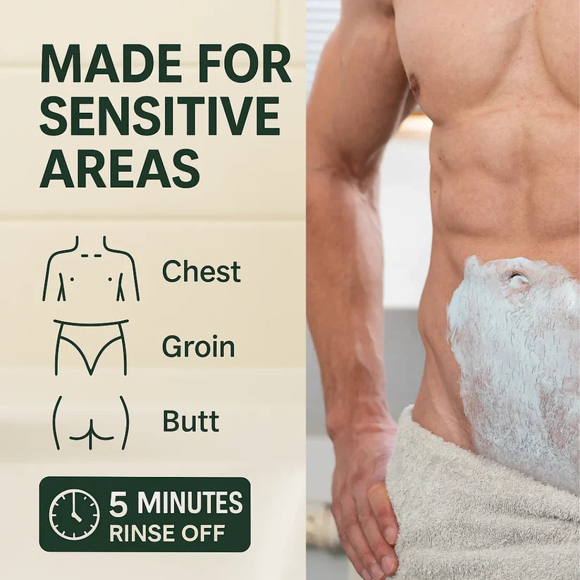 BBOJI® 5-Minute Men’s Hair Removal Cream – Razor-Free Smooth Skin for Body & Intimate Areas