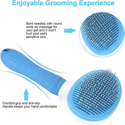Self Cleaning Slicker Brush, Dog Cat Bunny Pet Grooming Shedding Brush
