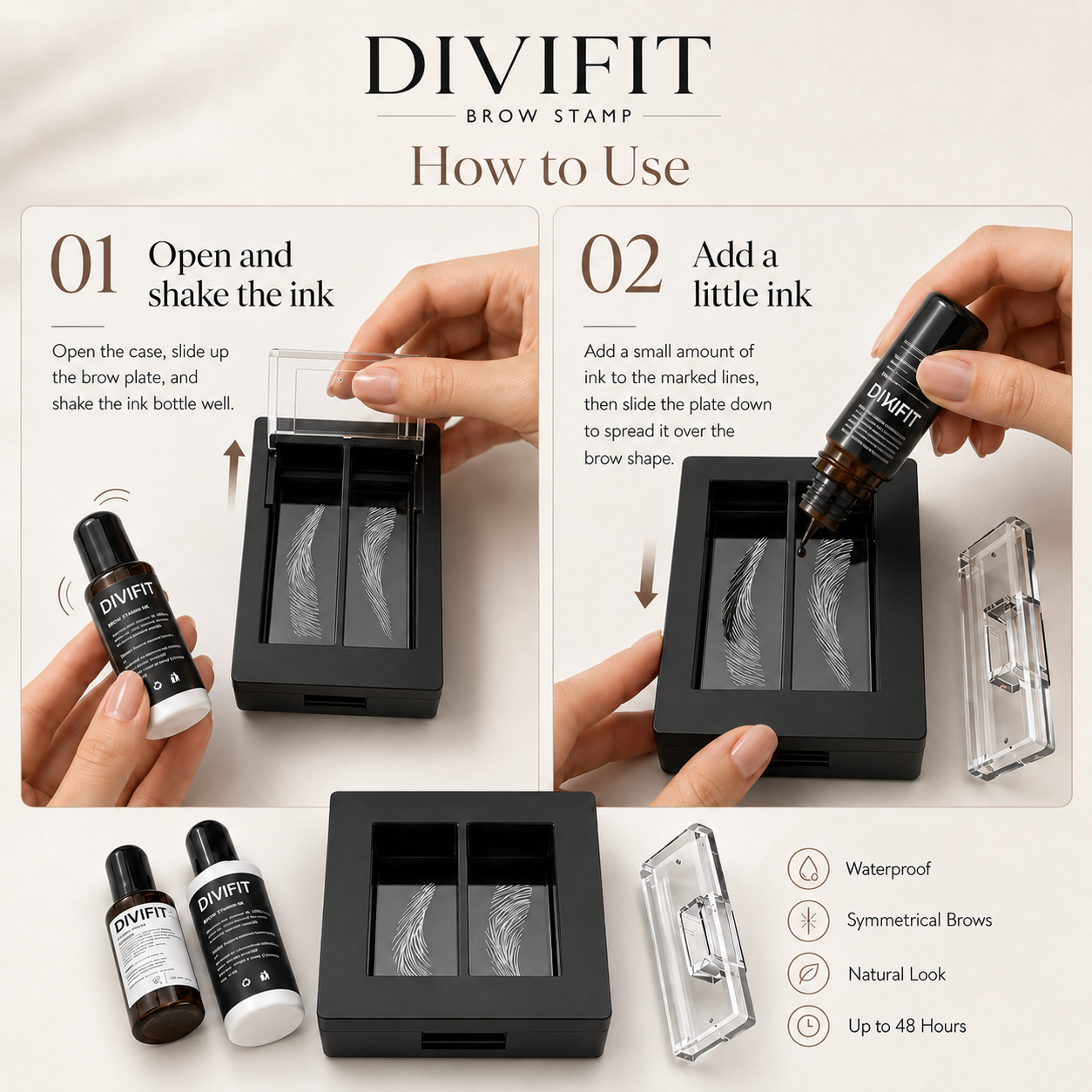 DIVIFIT Instant Eyebrow Shaping Kit – Natural-Looking Brows in One Press