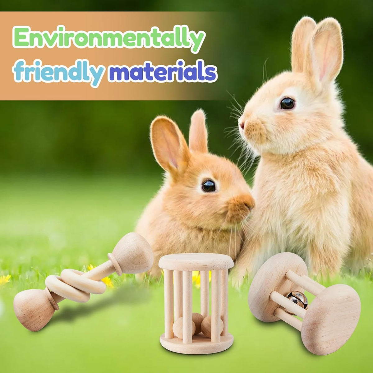 Wooden Bunny Toys,Safe Rabbit Toys for Guinea Pigs,Small Animals