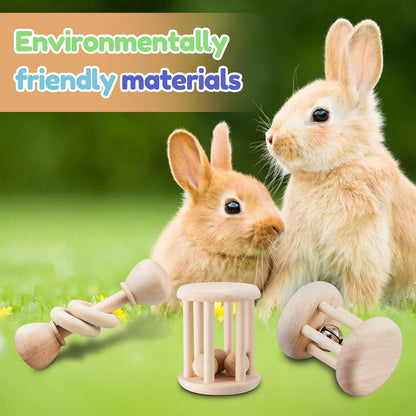 Wooden Bunny Toys,Safe Rabbit Toys for Guinea Pigs,Small Animals