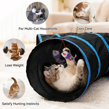 Cat Tunnel for Multiple Cats, 5-Way Indoor Tube Toy to Chase & Hide