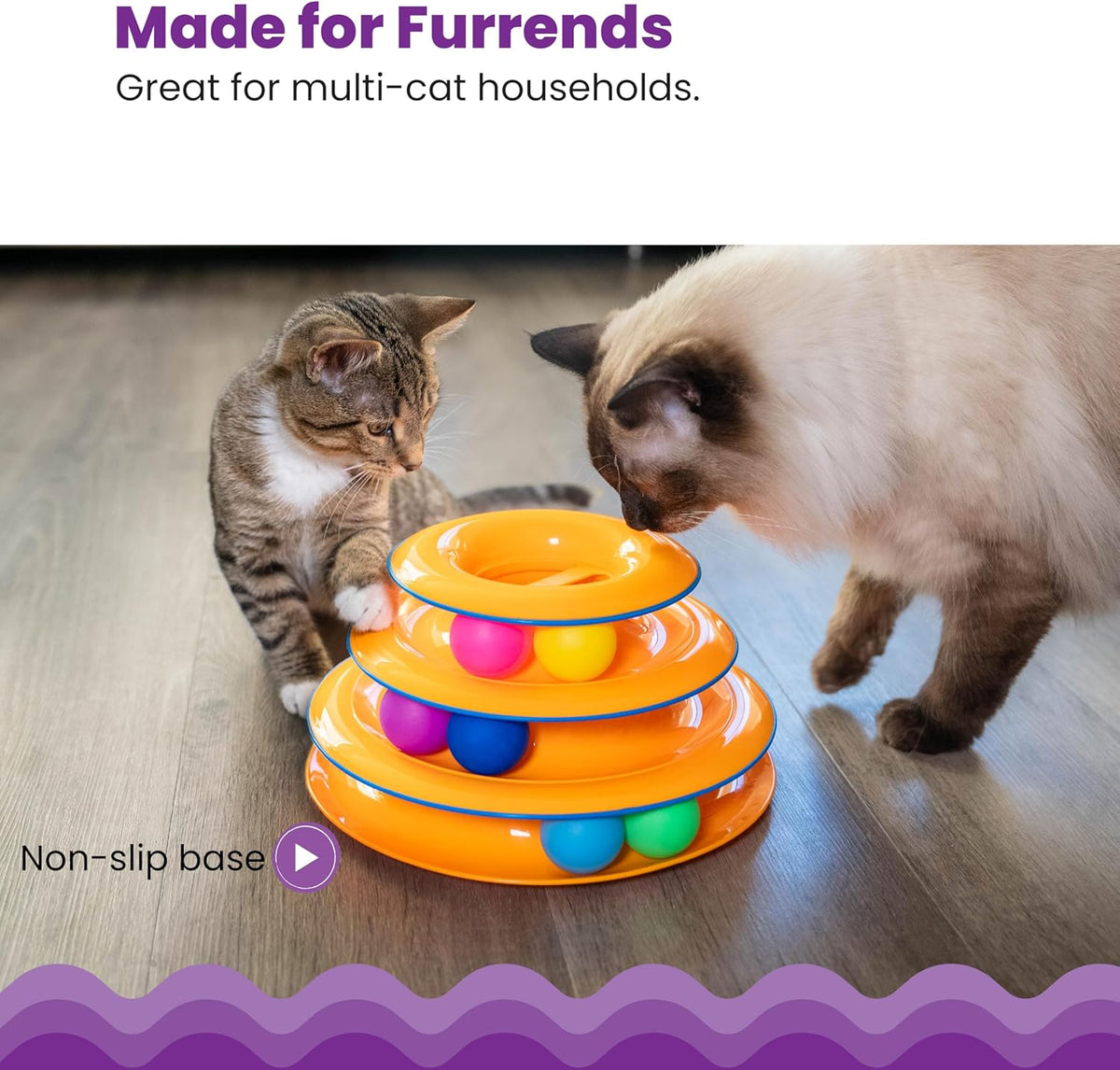 Tower of Tracks Interactive Cat Toy, 6 Spinning Balls, 10" x 5.3"