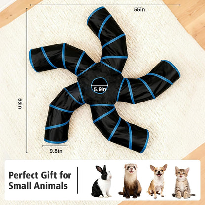 Cat Tunnel for Multiple Cats, 5-Way Indoor Tube Toy to Chase & Hide
