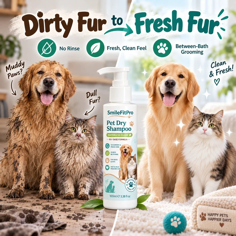 SmileFitPro® Rinse-Free Pet Shampoo Mousse – Waterless Clean, Deodorize & Freshen Dogs & Cats