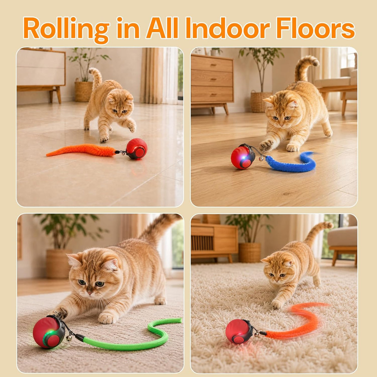 Interactive Cat Toys with Bird Sounds & 3 Modes for Indoor Cats Play