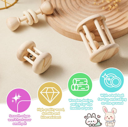 Wooden Bunny Toys,Safe Rabbit Toys for Guinea Pigs,Small Animals