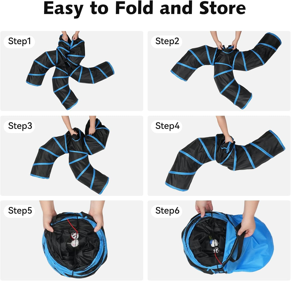 Cat Tunnel for Multiple Cats, 5-Way Indoor Tube Toy to Chase & Hide