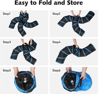 Cat Tunnel for Multiple Cats, 5-Way Indoor Tube Toy to Chase & Hide