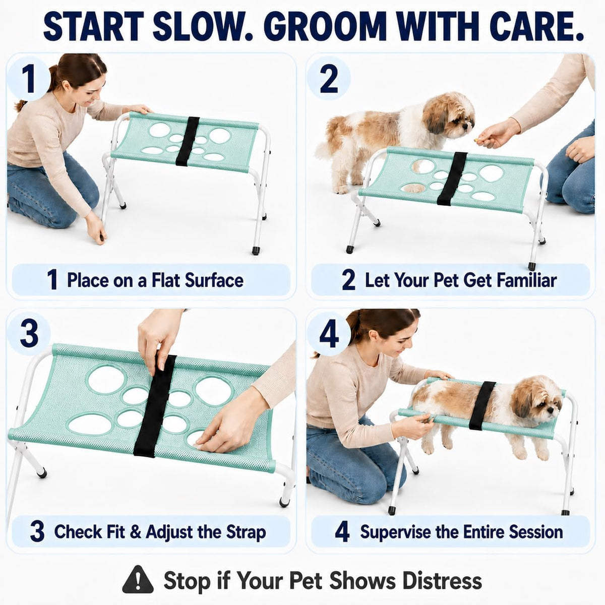 Dog Grooming Hammock with Stand, Pet Sling for Cats and Small Dogs