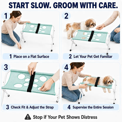 Dog Grooming Hammock with Stand, Pet Sling for Cats and Small Dogs