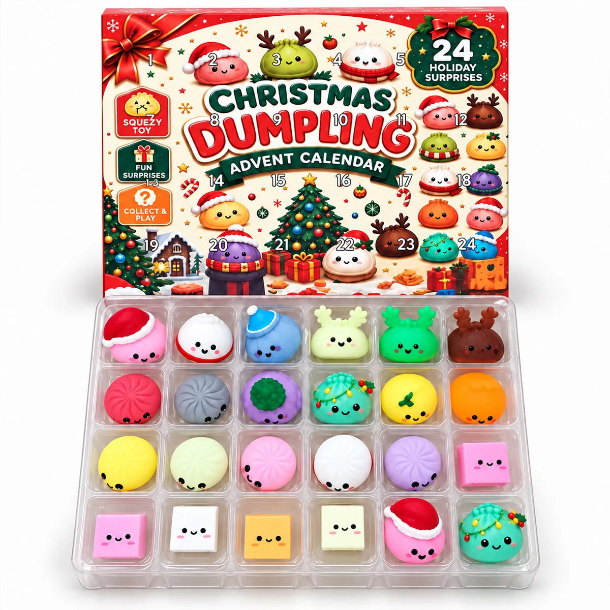 24-Day Surprise Advent Calendar – 24 Cute Christmas Surprises to Squish & Collect