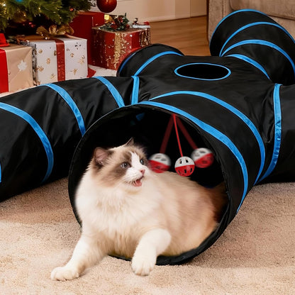 Cat Tunnel for Multiple Cats, 5-Way Indoor Tube Toy to Chase & Hide